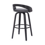 31 Inch Gray Faux Leather Swivel Counter Height Bar Stool