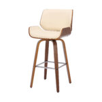 38 Inch Cream Faux Leather Swivel Counter Height Bar Stool