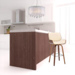38 Inch Cream Faux Leather Swivel Counter Height Bar Stool