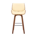 38 Inch Cream Faux Leather Swivel Counter Height Bar Stool