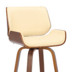 38 Inch Cream Faux Leather Swivel Counter Height Bar Stool