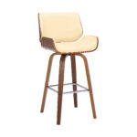 42" Cream Faux Leather and Walnut Swivel Bar Stool 10 42" Cream Faux Leather and Walnut Swivel Bar Stool