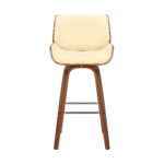 42" Cream Faux Leather and Walnut Swivel Bar Stool 12 42" Cream Faux Leather and Walnut Swivel Bar Stool