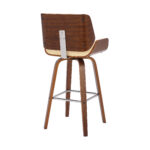 42" Cream Faux Leather and Walnut Swivel Bar Stool 14 42" Cream Faux Leather and Walnut Swivel Bar Stool