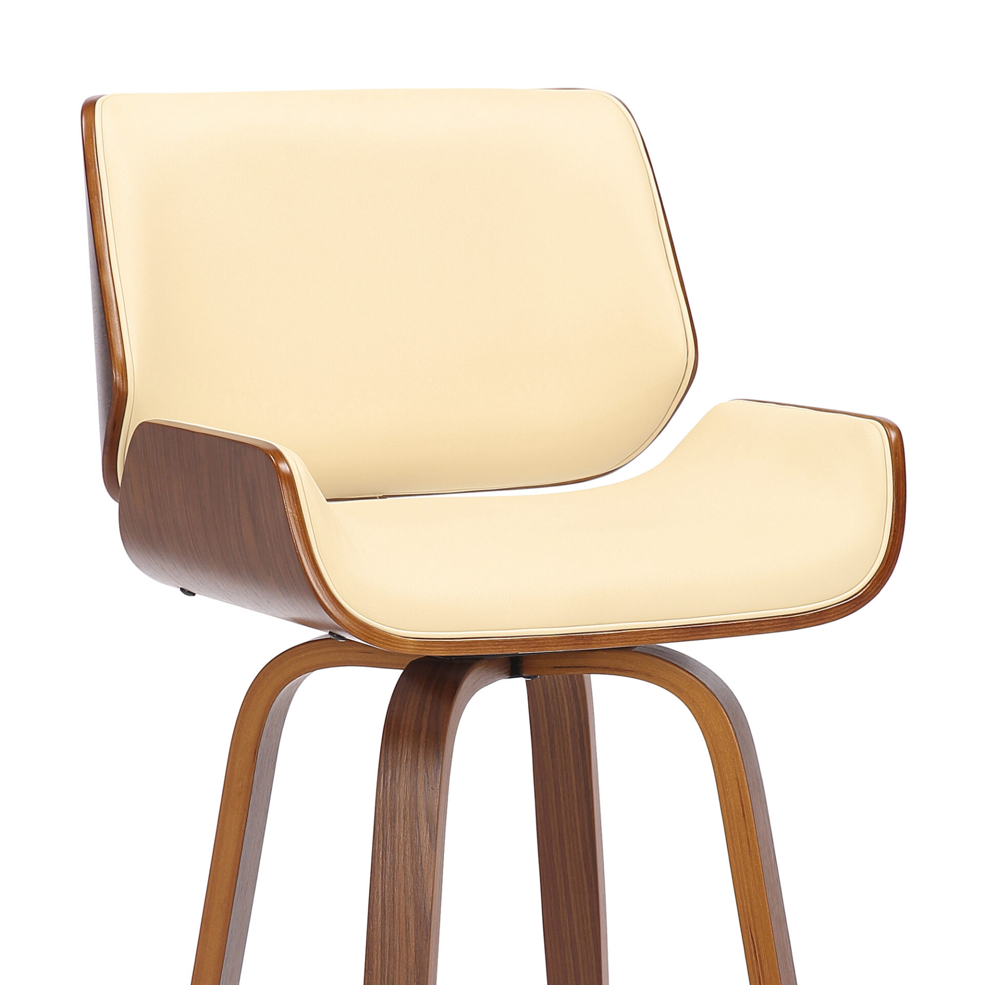 42" Cream Faux Leather and Walnut Swivel Bar Stool 9 42" Cream Faux Leather and Walnut Swivel Bar Stool - Image 9