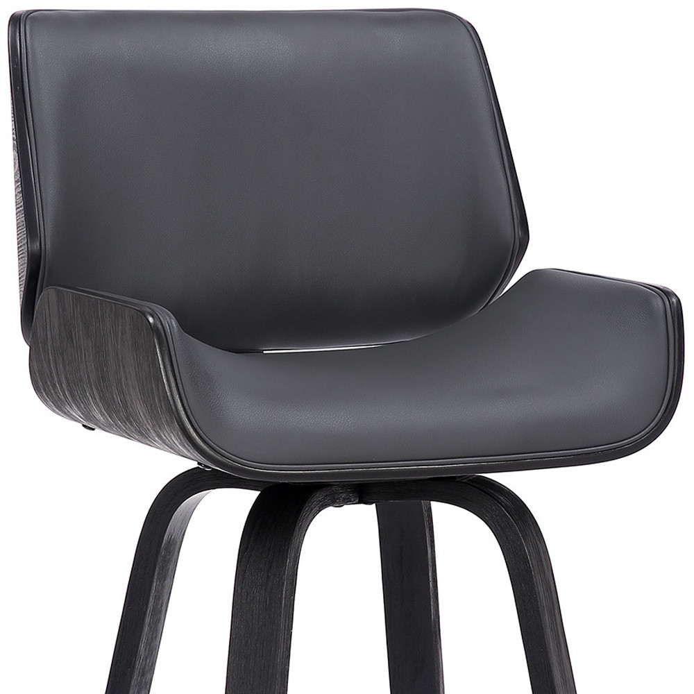 38" Gray Faux Leather and Iron Swivel Counter Height Bar Stool 7 38" Gray Faux Leather and Iron Swivel Counter Height Bar Stool - Image 7