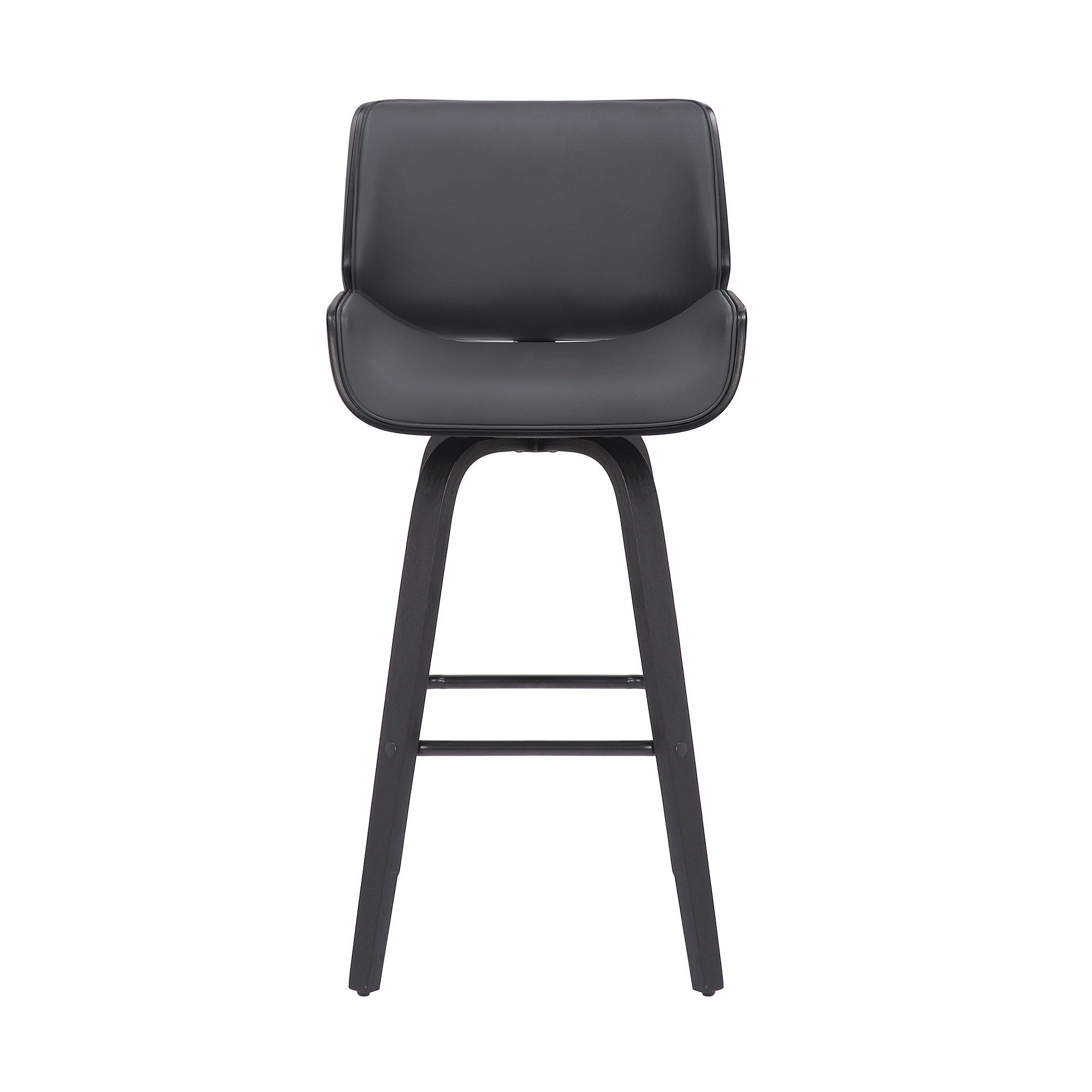 38" Gray Faux Leather and Iron Swivel Counter Height Bar Stool 3 38" Gray Faux Leather and Iron Swivel Counter Height Bar Stool - Image 3