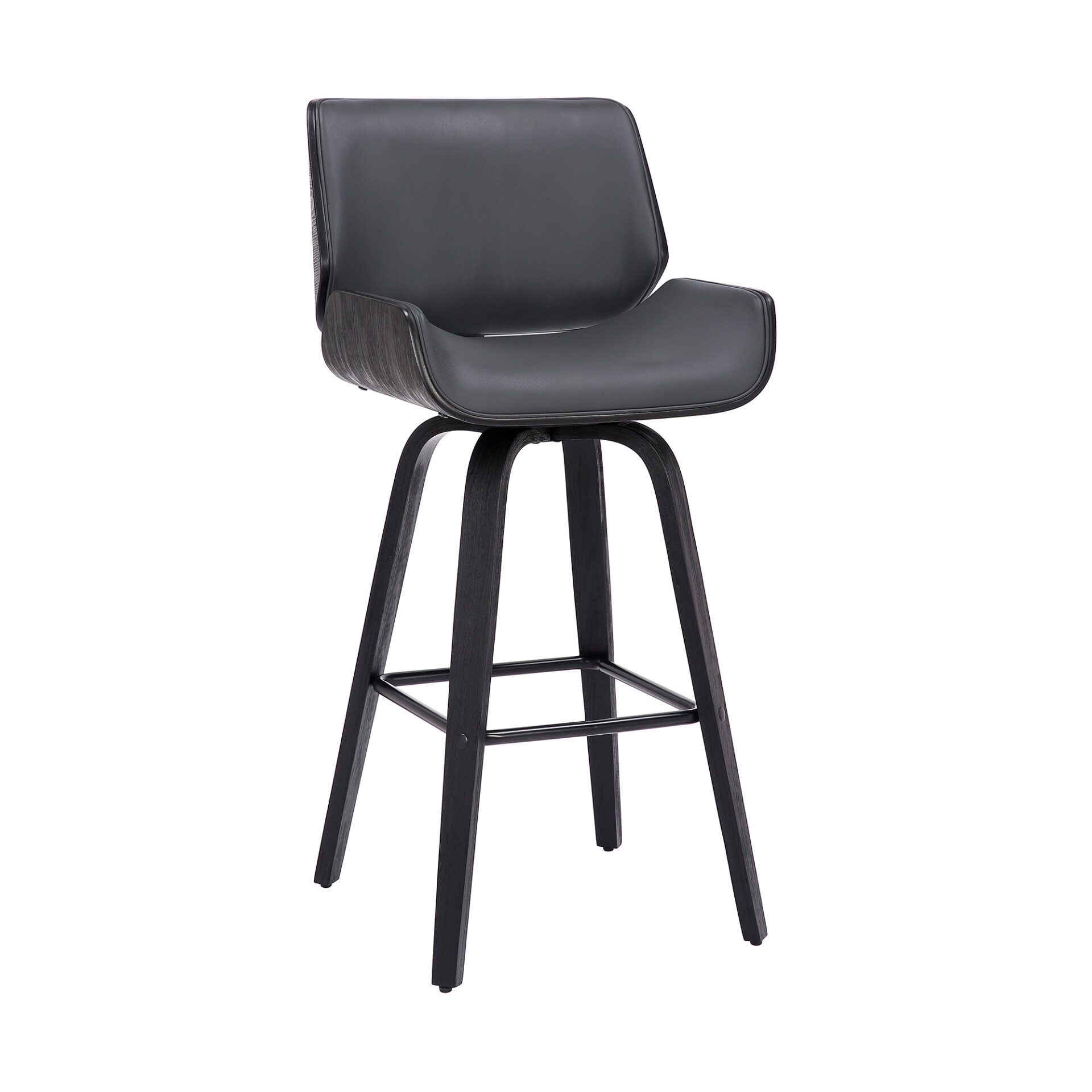 30 Inch Gray and Black Swivel Bar Stool With Back 1 30 Inch Gray and Black Swivel Bar Stool With Back