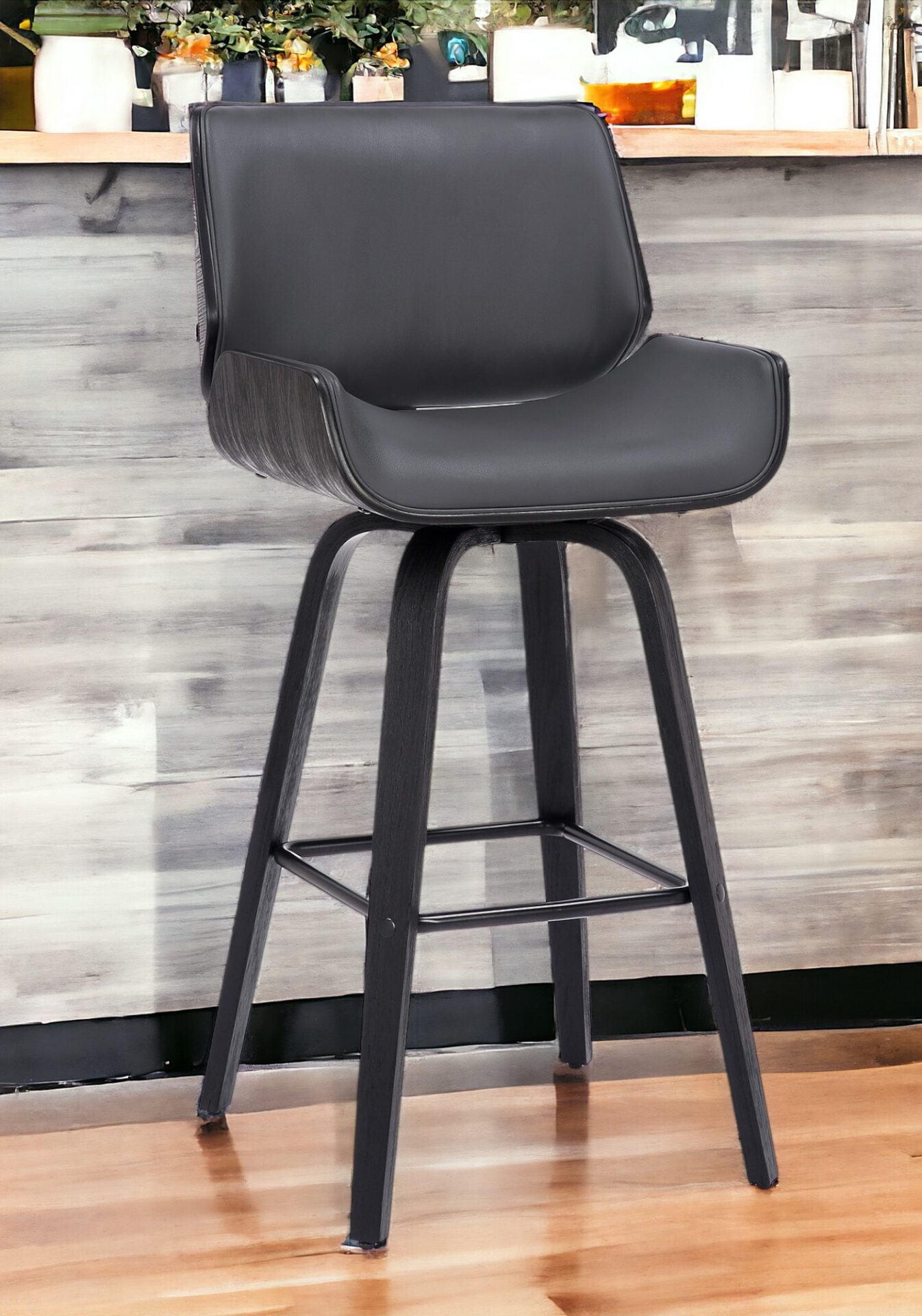 30 Inch Gray and Black Swivel Bar Stool With Back 2 30 Inch Gray and Black Swivel Bar Stool With Back - Image 2
