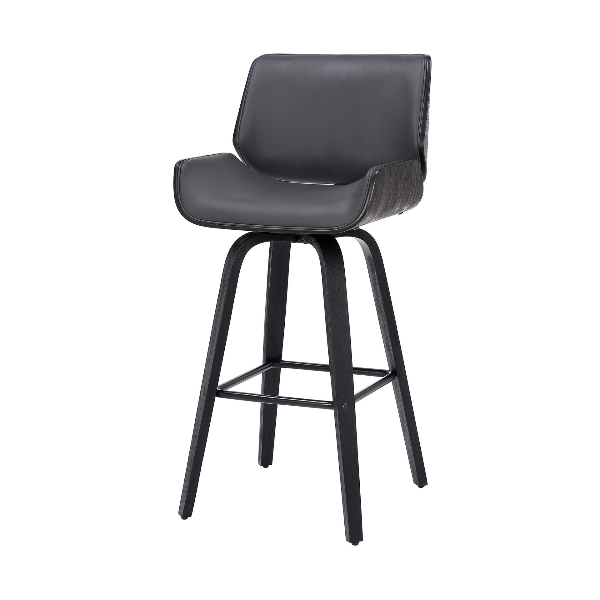 30 Inch Gray and Black Swivel Bar Stool With Back 6 30 Inch Gray and Black Swivel Bar Stool With Back - Image 6