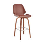 31" Gray Faux Leather Swivel Low Back Counter Height Bar Stool