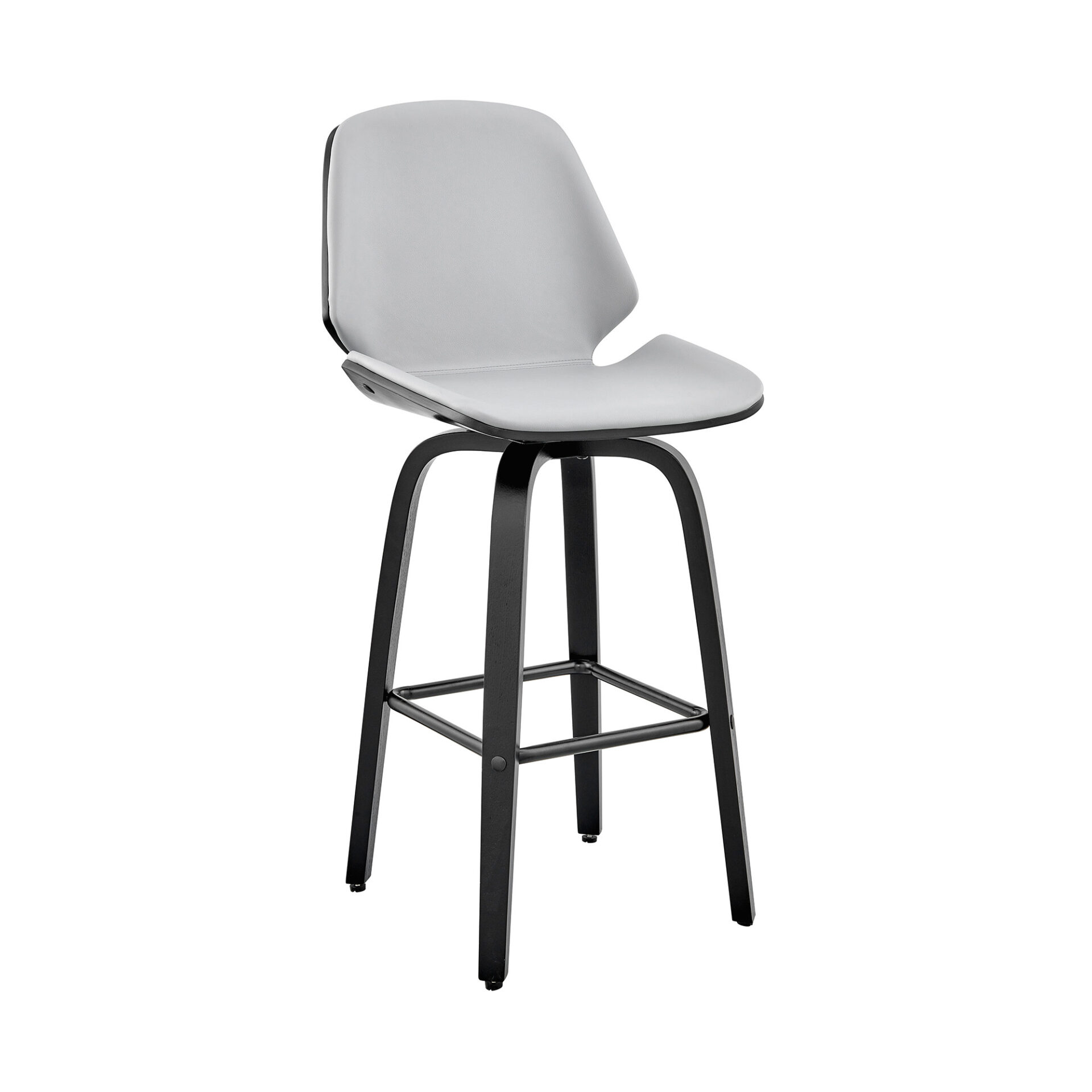 30 Inch Gray and Black Swivel Faux Leather Bar Stool 1 30 Inch Gray and Black Swivel Faux Leather Bar Stool