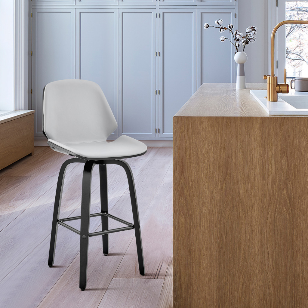 30 Inch Gray and Black Swivel Faux Leather Bar Stool 9 30 Inch Gray and Black Swivel Faux Leather Bar Stool - Image 9