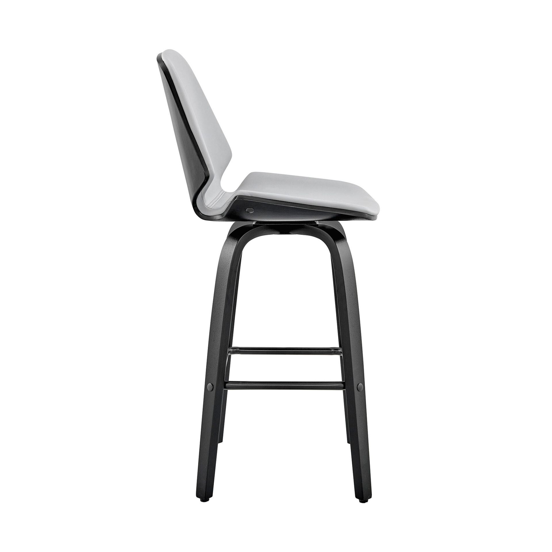 30 Inch Gray and Black Swivel Faux Leather Bar Stool 3 30 Inch Gray and Black Swivel Faux Leather Bar Stool - Image 3
