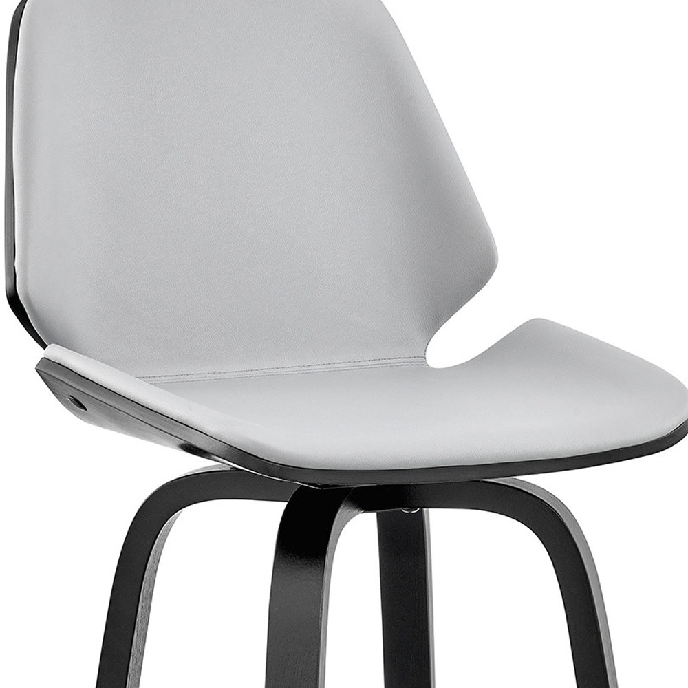 30 Inch Gray and Black Swivel Faux Leather Bar Stool 7 30 Inch Gray and Black Swivel Faux Leather Bar Stool - Image 7