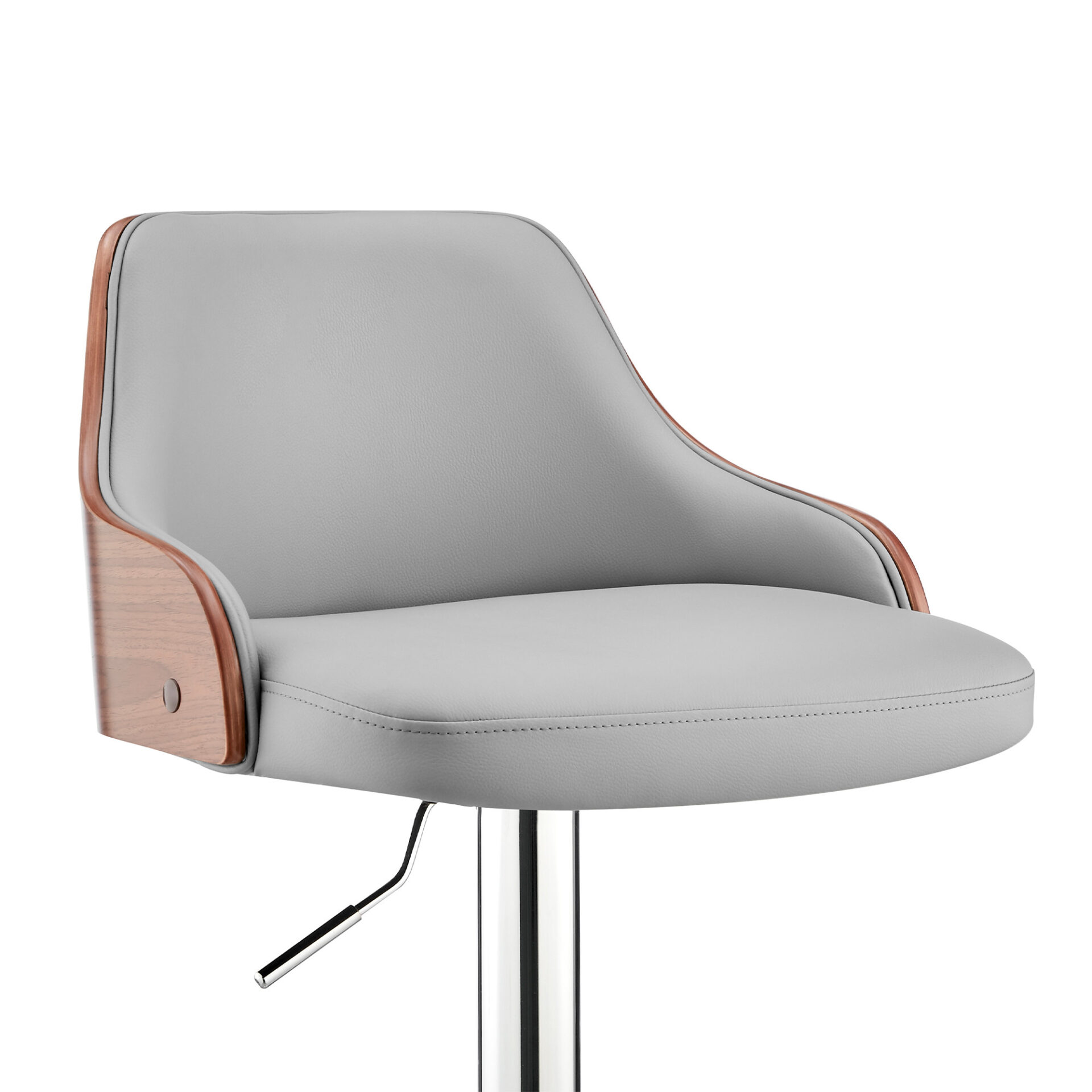 Adjustable Gray Faux Leather Swivel Bar Stool With Silver Base 7 Adjustable Gray Faux Leather Swivel Bar Stool With Silver Base - Image 7