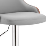 Adjustable Gray Faux Leather Swivel Bar Stool With Silver Base 18 Adjustable Gray Faux Leather Swivel Bar Stool With Silver Base