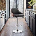 24 Inch Black Adjustable Swivel Bar Stool With Wood Back