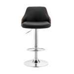 24 Inch Black Adjustable Swivel Bar Stool With Wood Back