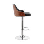 24 Inch Black Adjustable Swivel Bar Stool With Wood Back