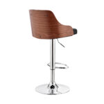 24 Inch Black Adjustable Swivel Bar Stool With Wood Back