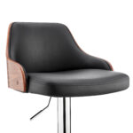 24 Inch Black Adjustable Swivel Bar Stool With Wood Back