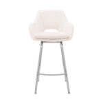 30 Inch White and Silver Swivel Bar Height Bar Stool 12 30 Inch White and Silver Swivel Bar Height Bar Stool