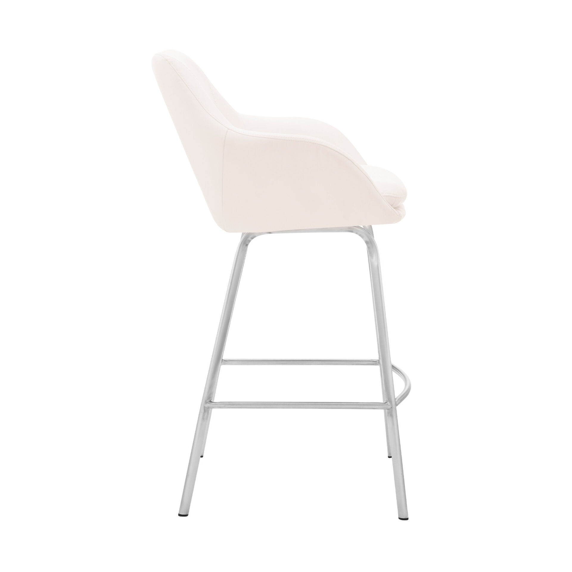 30 Inch White and Silver Swivel Bar Height Bar Stool 4 30 Inch White and Silver Swivel Bar Height Bar Stool - Image 4