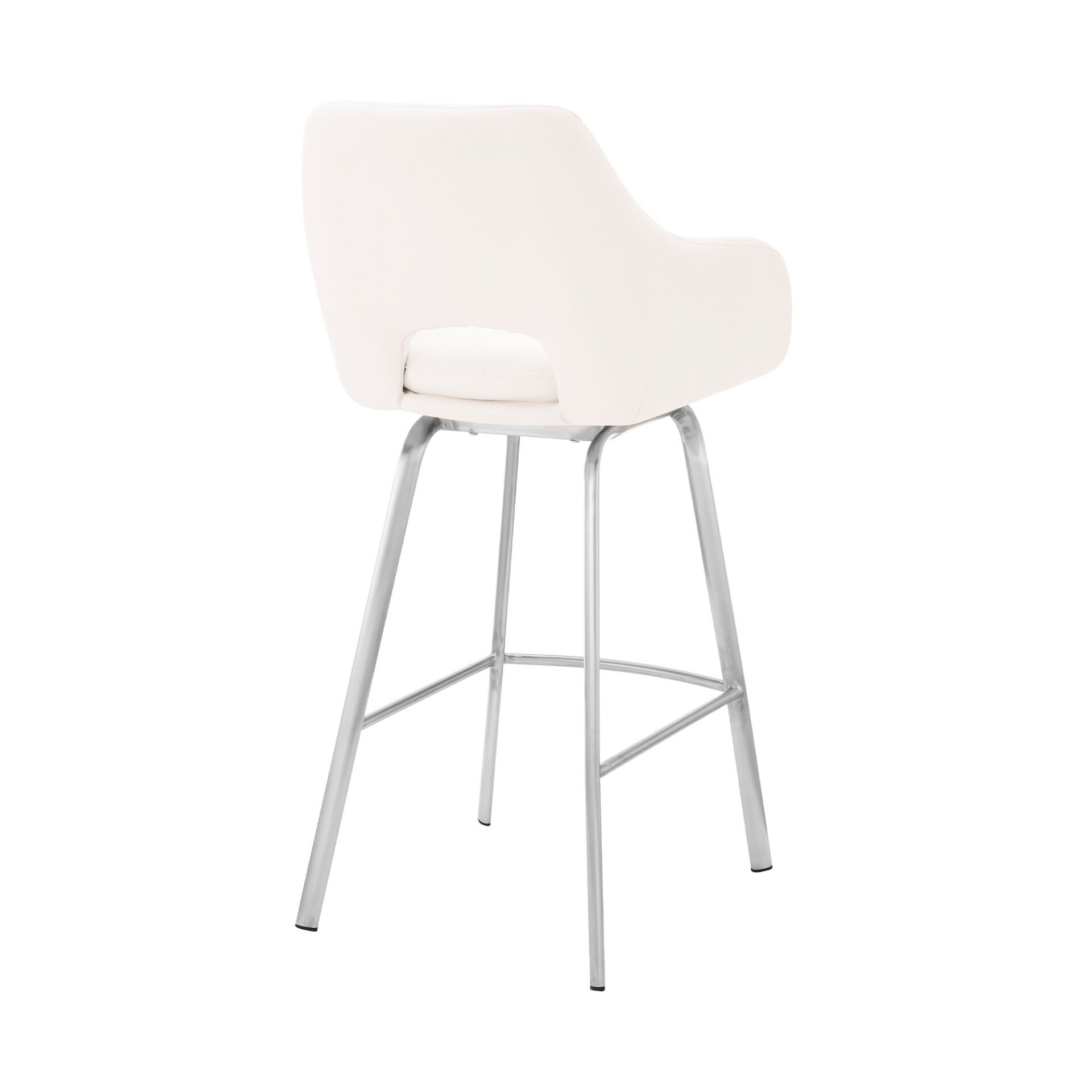 30 Inch White and Silver Swivel Bar Height Bar Stool 5 30 Inch White and Silver Swivel Bar Height Bar Stool - Image 5