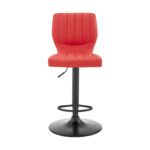 25 Inch Red and Black Adjustable Height Swivel Bar Stool