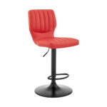 25 Inch Red and Black Adjustable Height Swivel Bar Stool