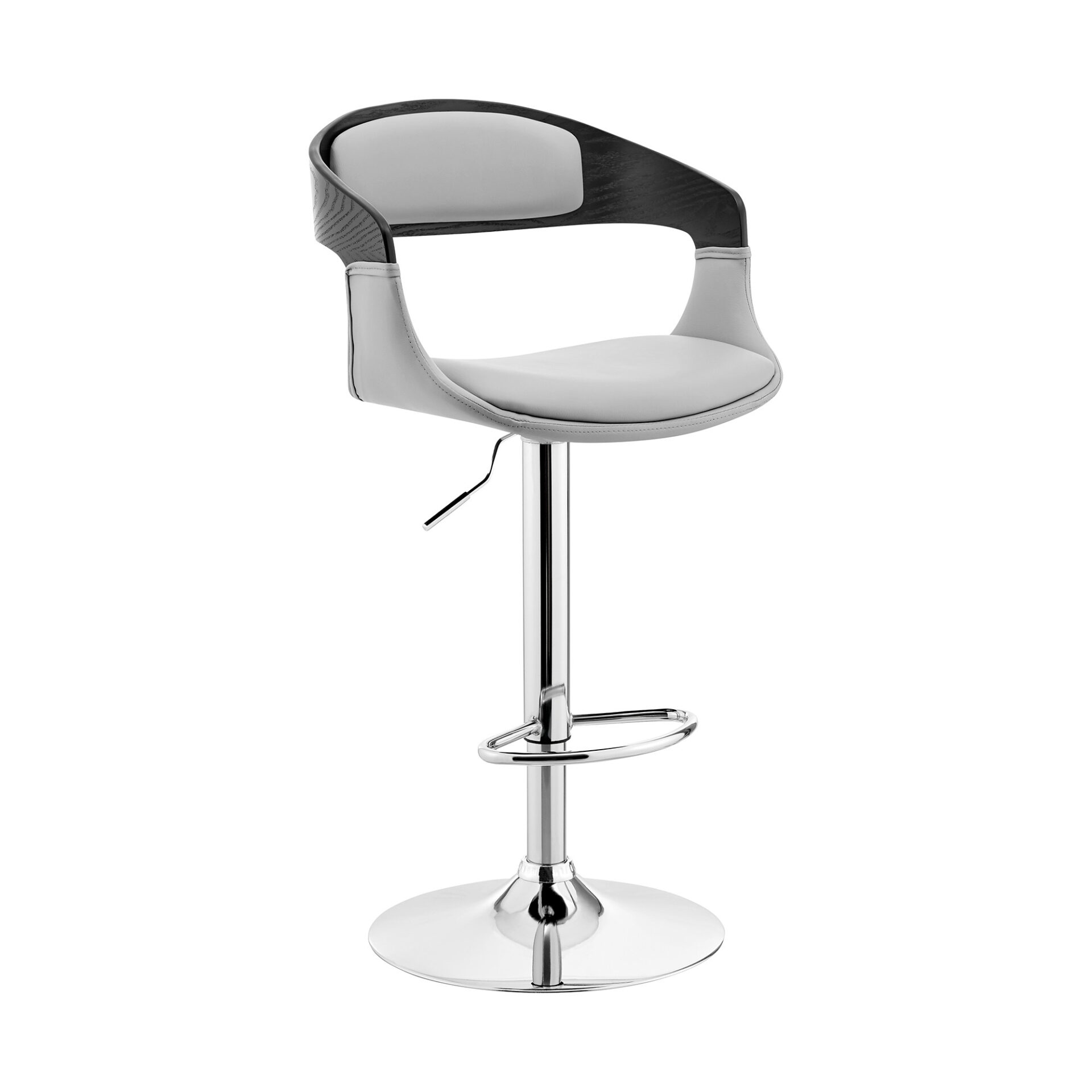 43" Gray and Silver Adjustable Swivel Bar Stool with Footrest 1 43" Gray and Silver Adjustable Swivel Bar Stool with Footrest