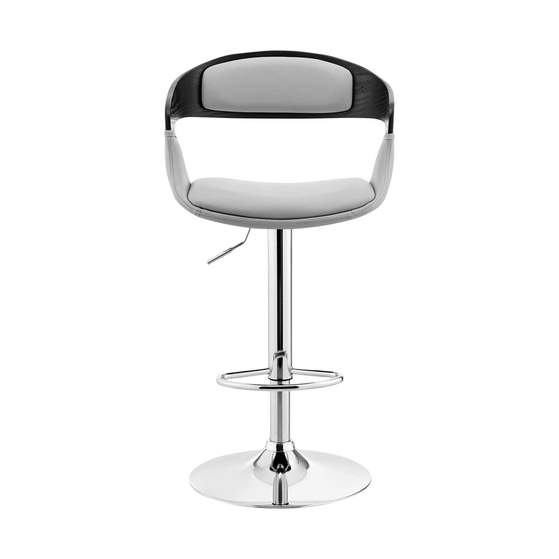 43" Gray and Silver Adjustable Swivel Bar Stool with Footrest 2 43" Gray and Silver Adjustable Swivel Bar Stool with Footrest - Image 2