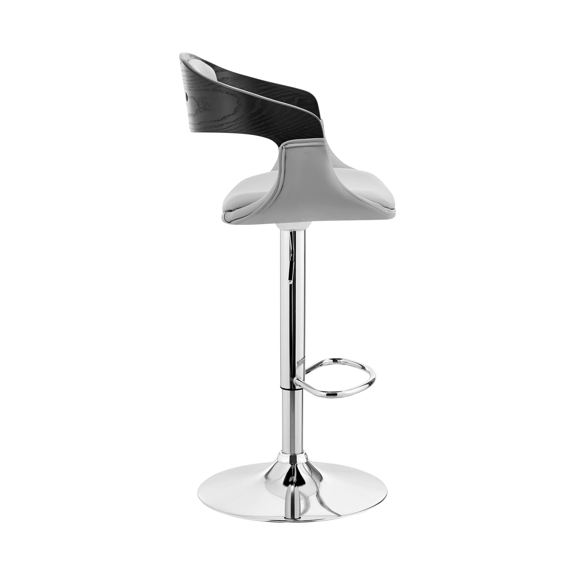 43" Gray and Silver Adjustable Swivel Bar Stool with Footrest 3 43" Gray and Silver Adjustable Swivel Bar Stool with Footrest - Image 3