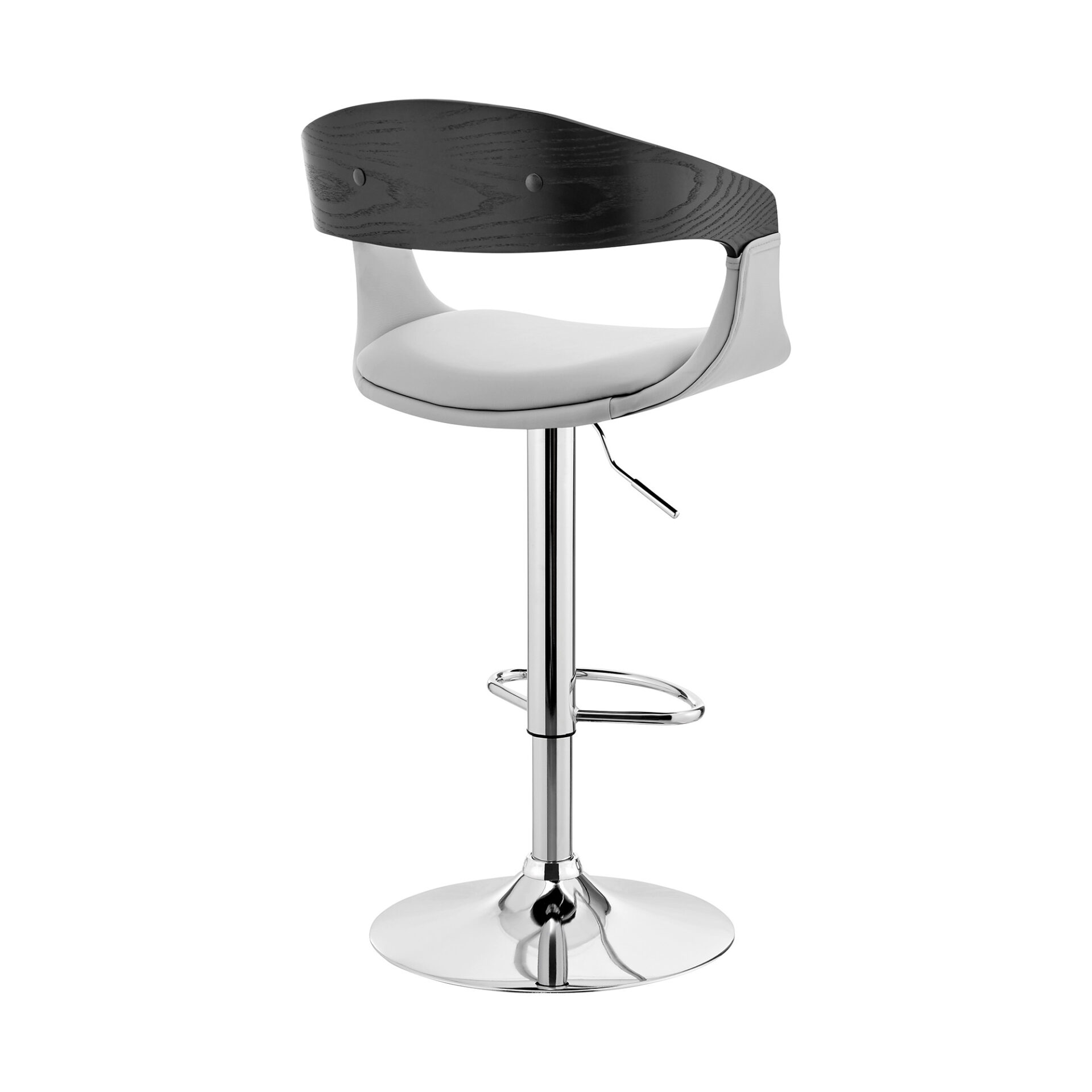 43" Gray and Silver Adjustable Swivel Bar Stool with Footrest 4 43" Gray and Silver Adjustable Swivel Bar Stool with Footrest - Image 4