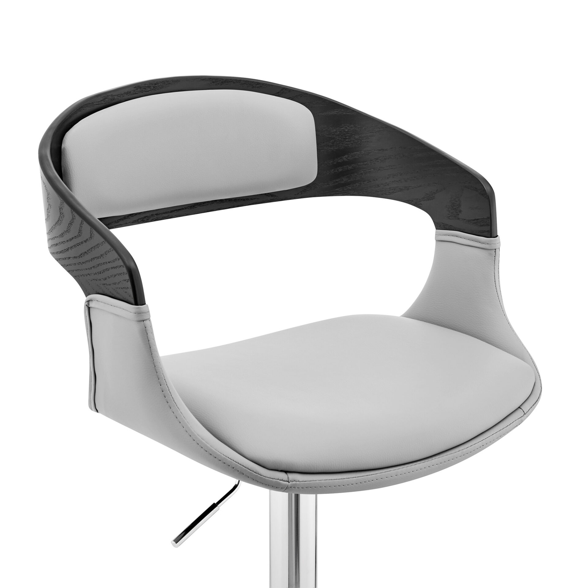 43" Gray and Silver Adjustable Swivel Bar Stool with Footrest 6 43" Gray and Silver Adjustable Swivel Bar Stool with Footrest - Image 6