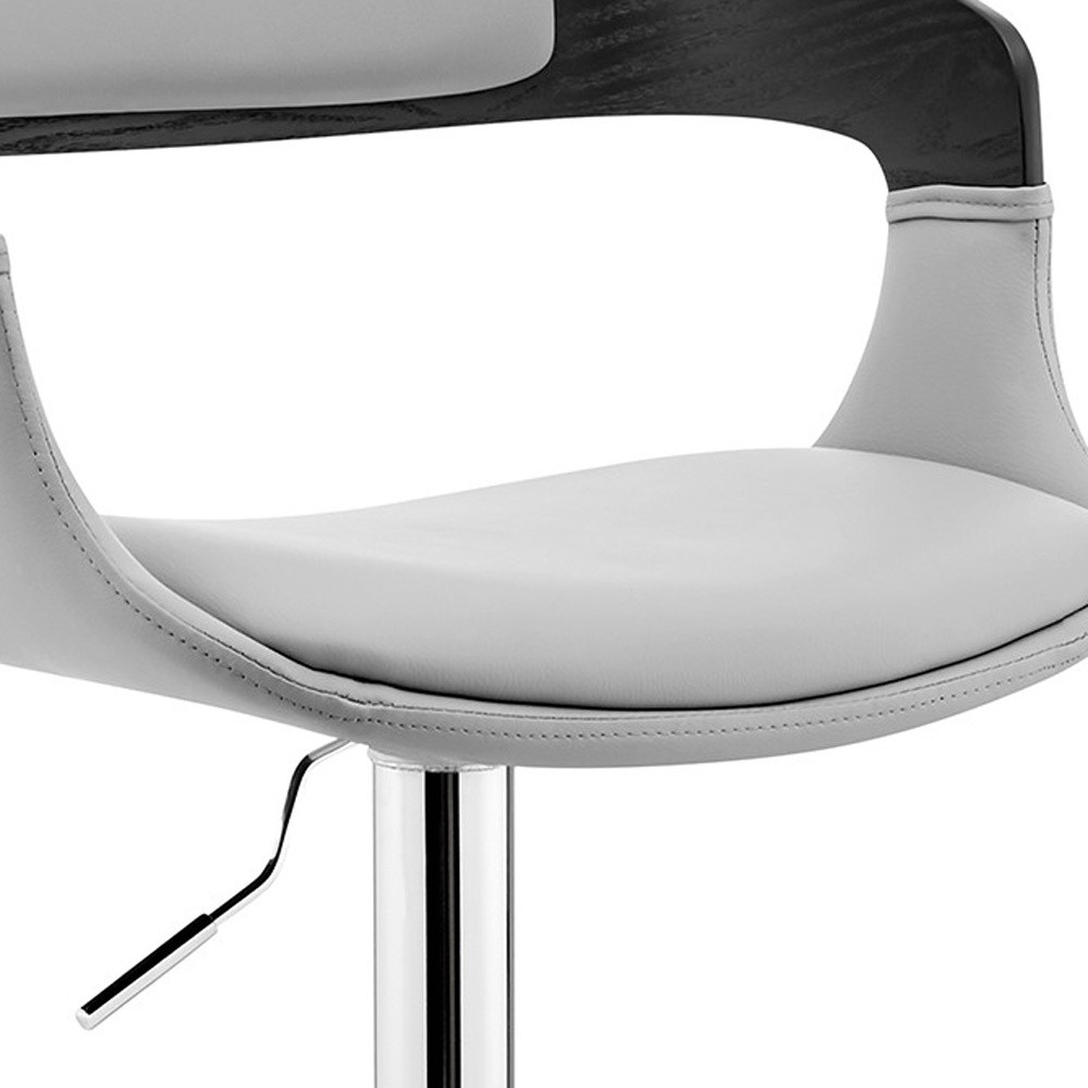 43" Gray and Silver Adjustable Swivel Bar Stool with Footrest 7 43" Gray and Silver Adjustable Swivel Bar Stool with Footrest - Image 7