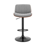 24” Adjustable Gray Faux Leather and Black Steel Bar Stool