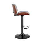 24” Adjustable Gray Faux Leather and Black Steel Bar Stool