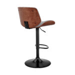 24” Adjustable Gray Faux Leather and Black Steel Bar Stool