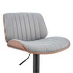24” Adjustable Gray Faux Leather and Black Steel Bar Stool
