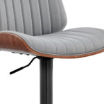 24” Adjustable Gray Faux Leather and Black Steel Bar Stool