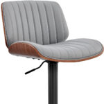 24” Adjustable Gray Faux Leather and Black Steel Bar Stool