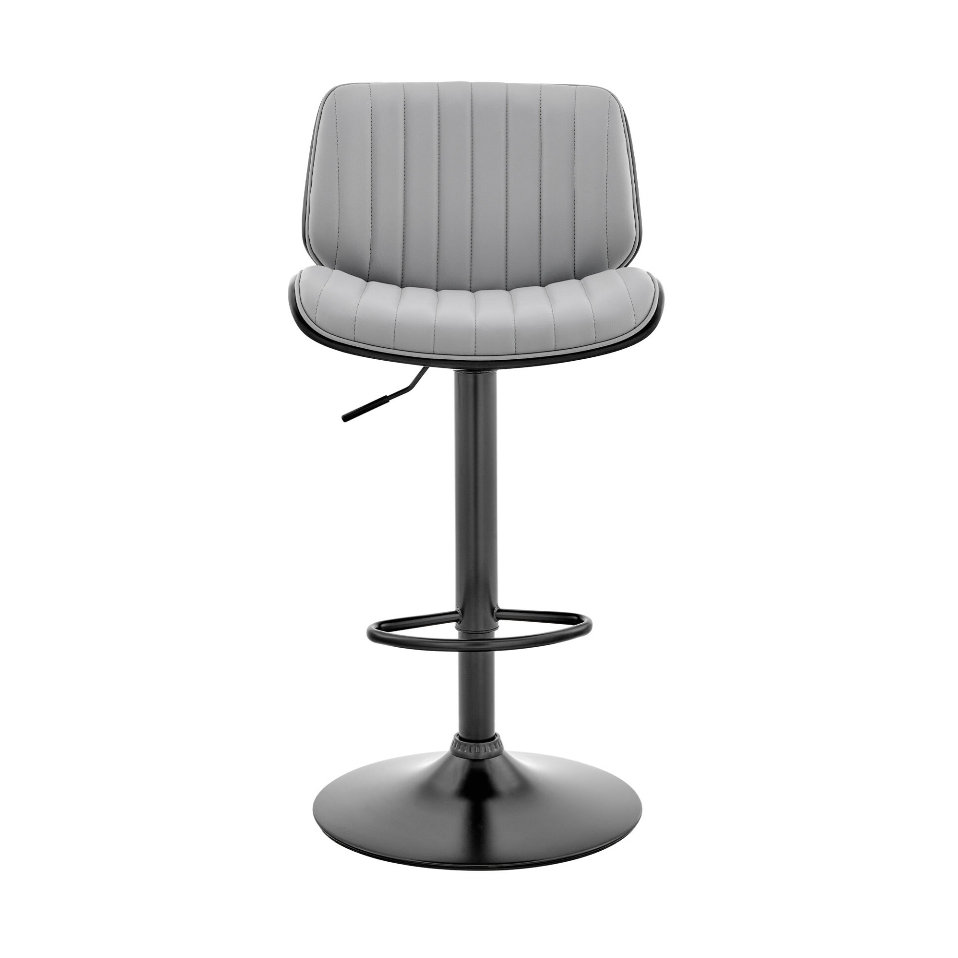 24 Inch Gray Adjustable Swivel Bar Stool With Faux Leather 1 24 Inch Gray Adjustable Swivel Bar Stool With Faux Leather