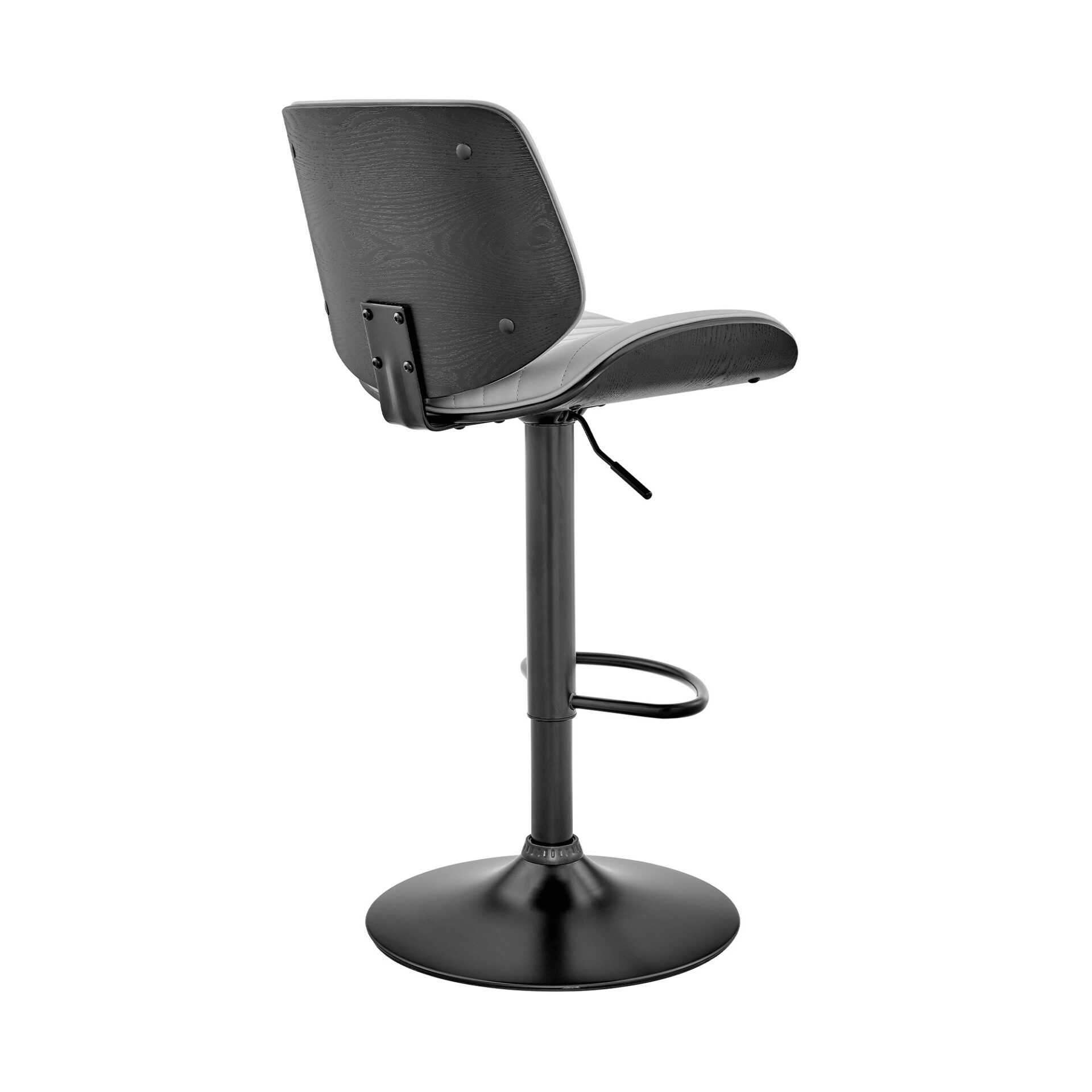 24 Inch Gray Adjustable Swivel Bar Stool With Faux Leather 5 24 Inch Gray Adjustable Swivel Bar Stool With Faux Leather - Image 5