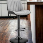 24 Inch Gray Adjustable Swivel Bar Stool With Faux Leather 11 24 Inch Gray Adjustable Swivel Bar Stool With Faux Leather