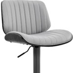 24 Inch Gray Adjustable Swivel Bar Stool With Faux Leather 18 24 Inch Gray Adjustable Swivel Bar Stool With Faux Leather
