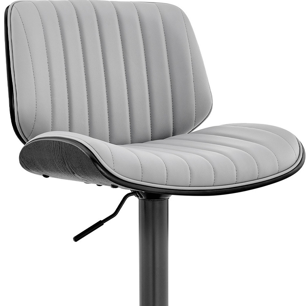 24 Inch Gray Adjustable Swivel Bar Stool With Faux Leather 9 24 Inch Gray Adjustable Swivel Bar Stool With Faux Leather - Image 9