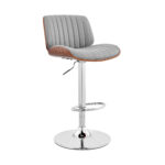24-Inch Gray Adjustable Height Bar Stool with Swivel Function