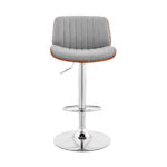 24-Inch Gray Adjustable Height Bar Stool with Swivel Function